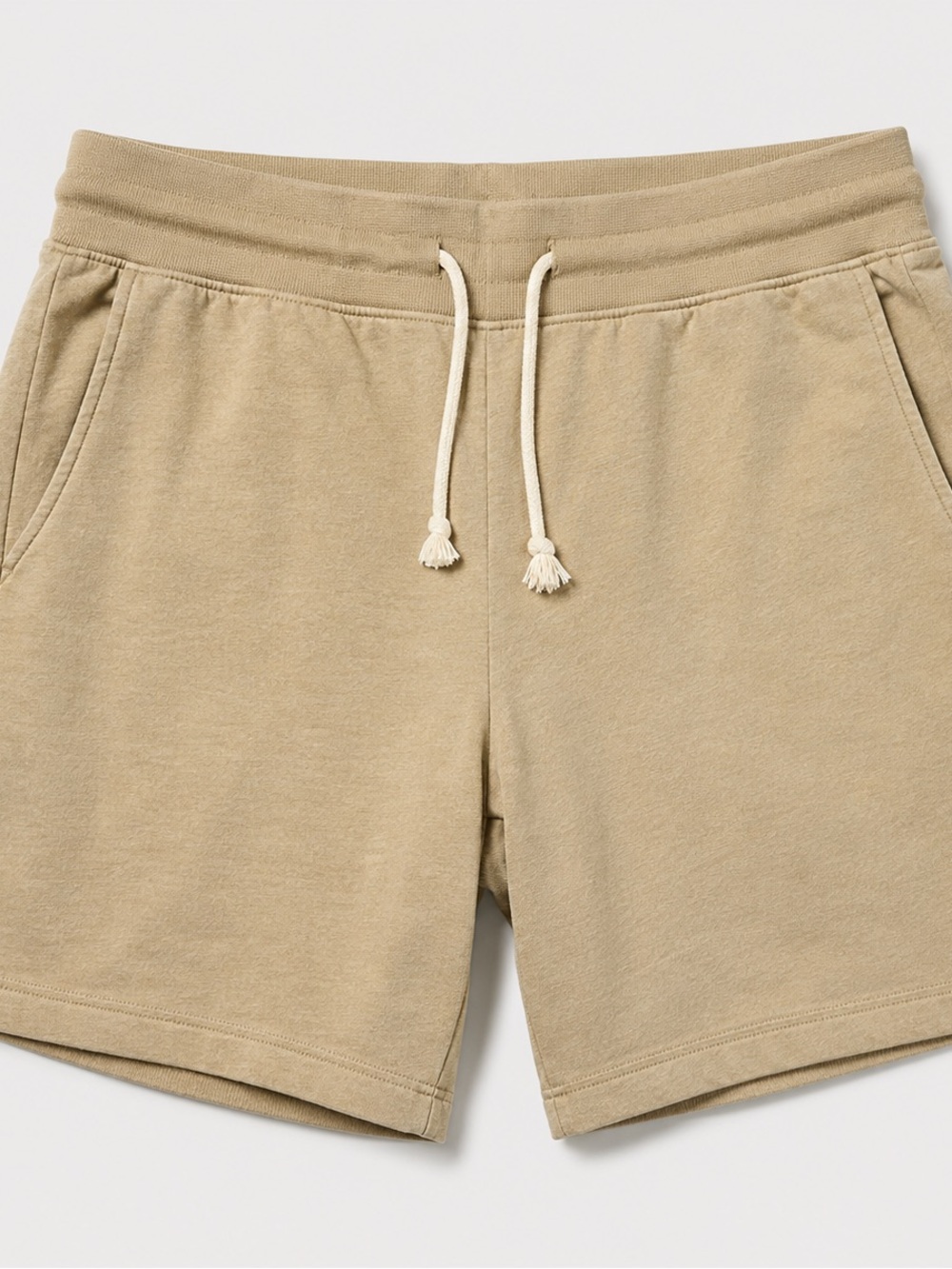 Men's Athletic Drawstring Shorts in Tan Athleisure minimalist neutral casual